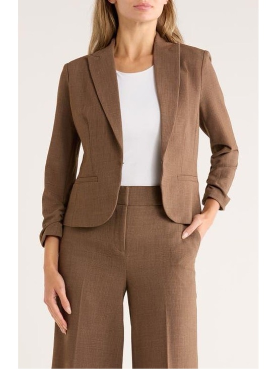 Amanda & Chelsea Jackets & Blazers - Amanda & Chelsea Women's Scrunch Sleeve Brown Blazer - NWT